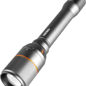 Nebo flashlight with adjustable focus lens.