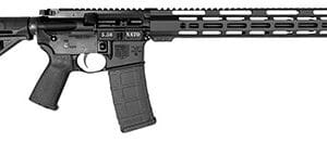 Semi-automatic rifle with tactical accessories.