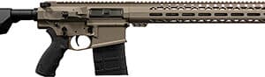 Semi-automatic rifle with tan and black design.