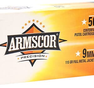 Armscor 9mm pistol cartridges, 50 rounds, full metal jacket