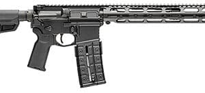 Modern semi-automatic rifle on white background.