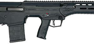 Black bullpup tactical rifle side view