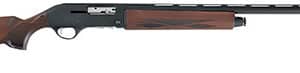 Shotgun with wooden stock and barrel.