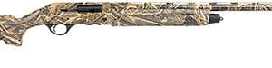 Camo-pattern shotgun, right side view