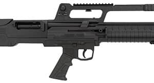 Black tactical bullpup shotgun, side view