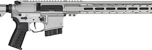 Modern silver rifle with customizable stock