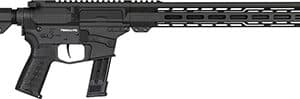 Modern black rifle with tactical rail design.