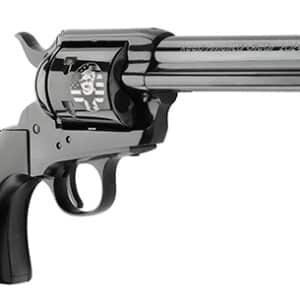 Black revolver gun with engraving details