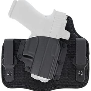 Black gun holster with pistol inside
