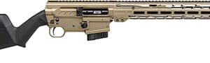 Tan and black precision rifle side view