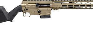 Modern tactical rifle with tan and black design.
