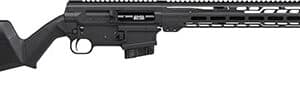 Black precision rifle with tactical stock and barrel.