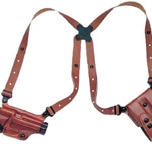 Leather gun shoulder holster with ammo pouch
