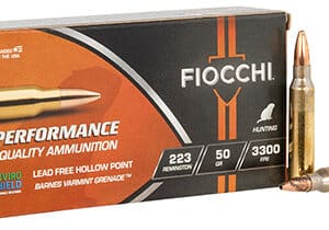 Fiocchi 223 Remington high-quality hunting ammunition box
