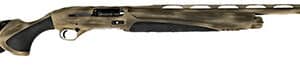 Camouflage shotgun with vented rib barrel design.