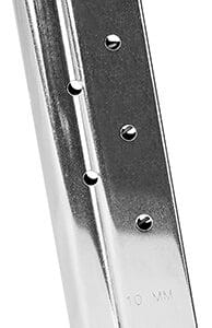 Silver 10mm gun magazine with black base.