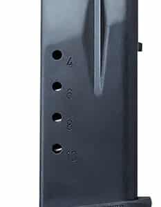 Black pistol magazine with orange follower