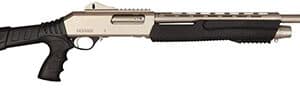 Black and silver tactical shotgun isolated