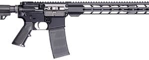 Black semi-automatic rifle with a long barrel