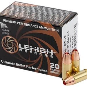 Lehigh Defense ammunition box with bullets displayed.