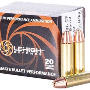 Box of premium performance ammunition with bullets.