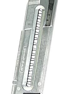 Metal gun magazine with black base