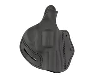 Black leather pistol holster with belt loops