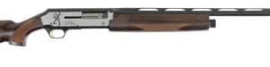 Side view of a wooden hunting rifle.