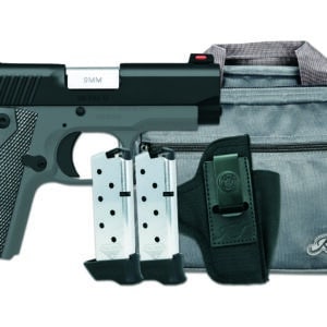 9mm handgun with magazines and carrying case