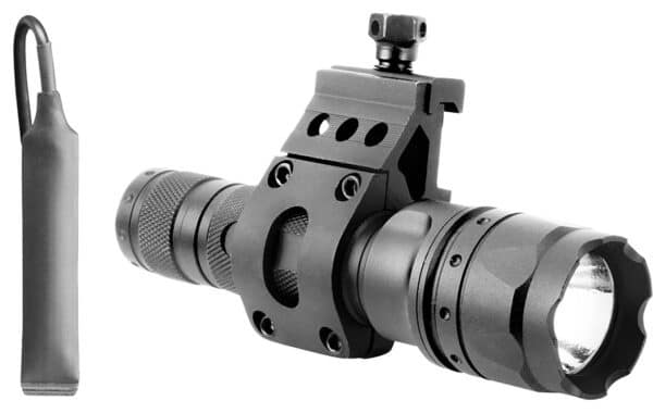 Tactical flashlight with mount and rubber cover