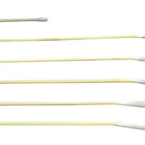 Various sizes of cotton swabs on white background.