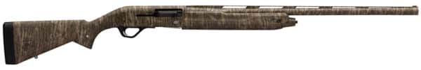 Camouflage hunting shotgun, side view
