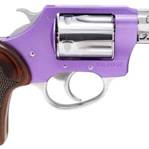 Purple revolver with wooden grip