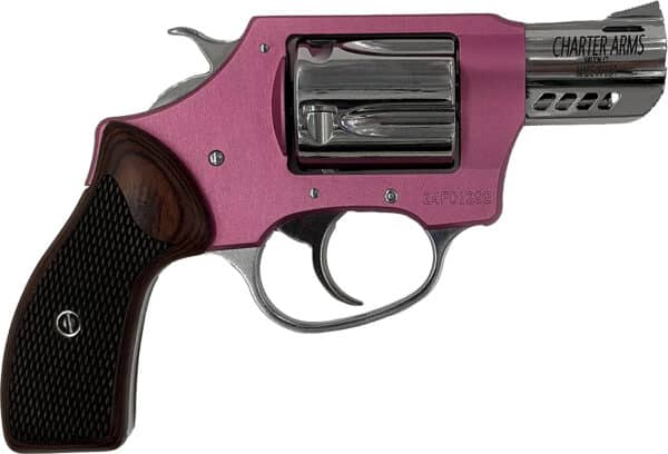 Pink revolver with wooden grip