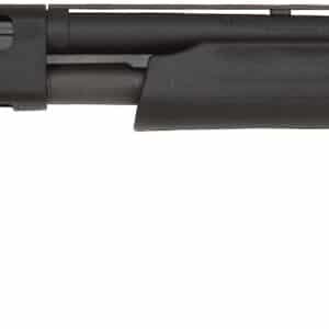 Black pump-action shotgun side view