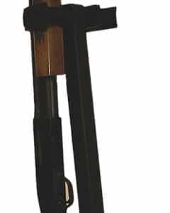 Rifle secured in a vertical gun rack