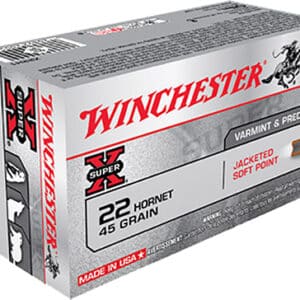 Winchester Super-X ammunition box, 22 Hornet, 45 grain.
