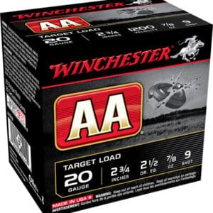 Winchester AA 20 gauge shotgun shells box.