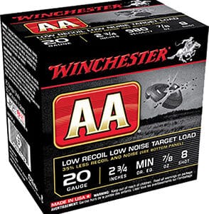 Winchester AA shotgun shells, low noise target load.