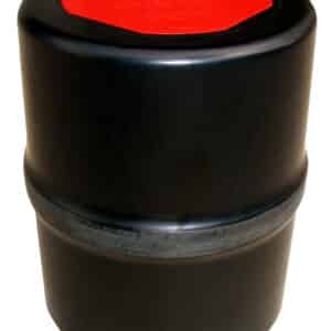 Black and red cylindrical fuel filter