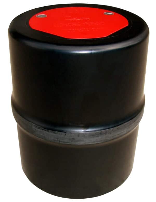 Black and red cylindrical fuel filter