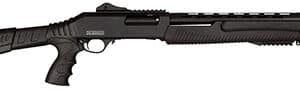 Black tactical shotgun with ergonomic grip
