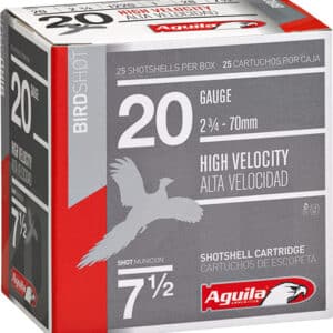 Aguila high velocity 20 gauge birdshot ammunition box.