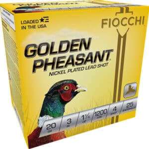 Fiocchi Golden Pheasant ammo box, 20 gauge, 1200 FPS