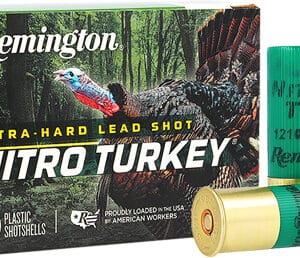 Remington Nitro Turkey shotgun shells box and cartridge.