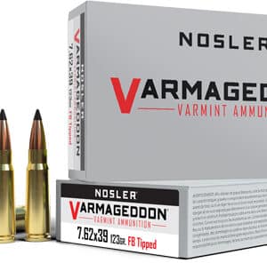 Nosler Varmageddon varmint ammunition packaging and bullets
