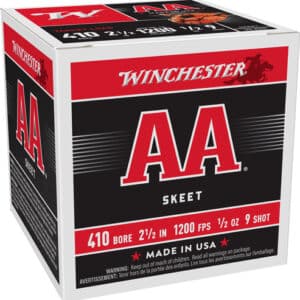Winchester AA Skeet ammo box, 410 bore, specifications.