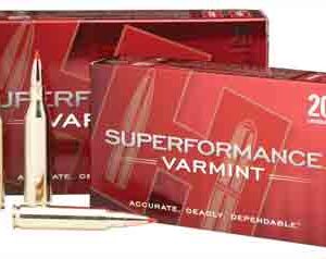 Superformance Varmint ammunition boxes and bullets displayed.