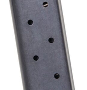 Handgun magazine with visible bullet holes.