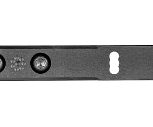 Black mounting bracket with screws and slots